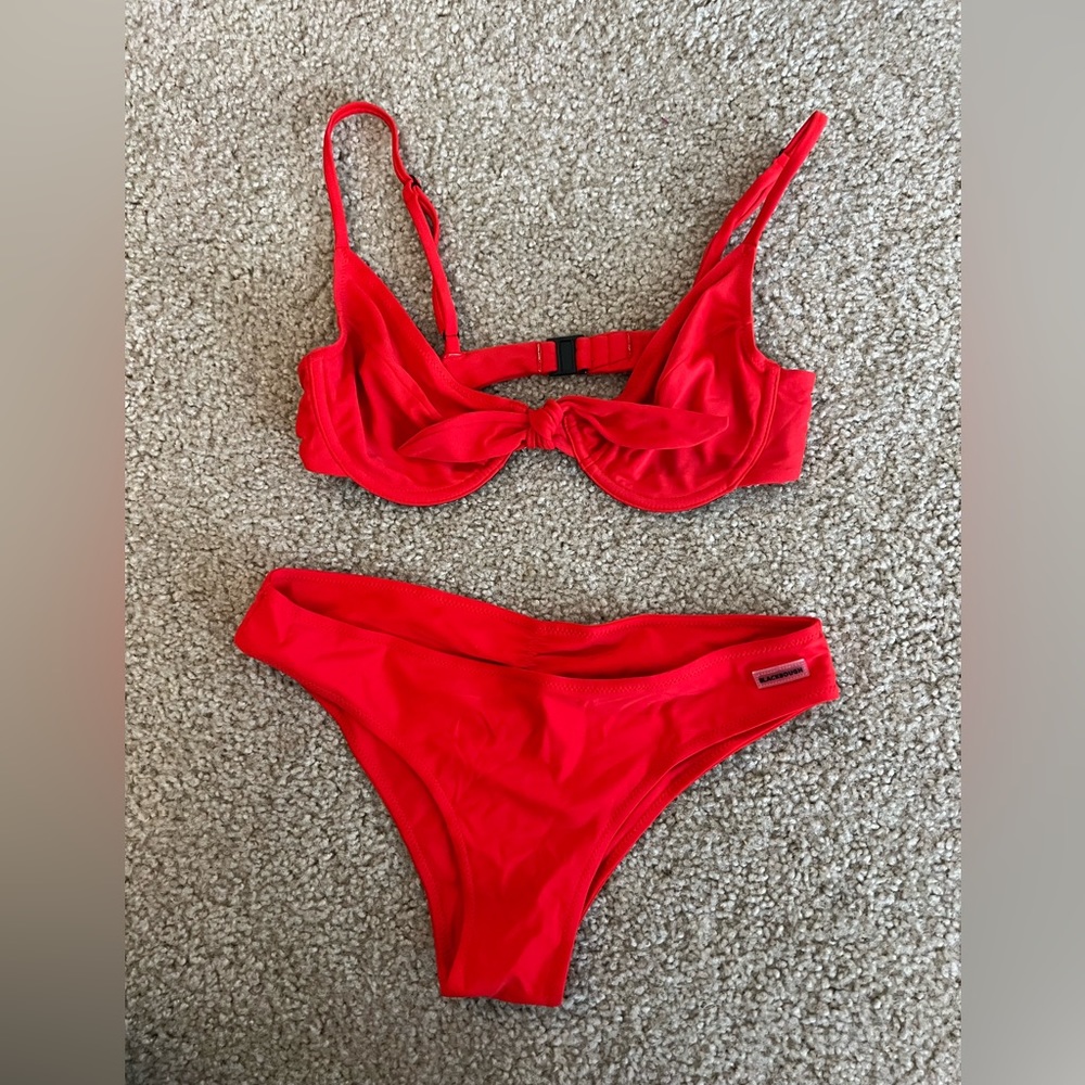 Red Blackbough Bikini Set